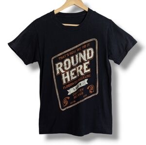 Florida Georgia Line Round Here Concert Tee Small Navy 100% Cotton